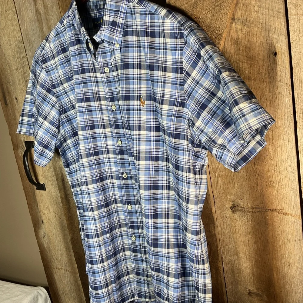 Ralph Lauren Shirt Mens Large Button Down Plaid Short Sleeve Pony Casual - Picture 4 of 6